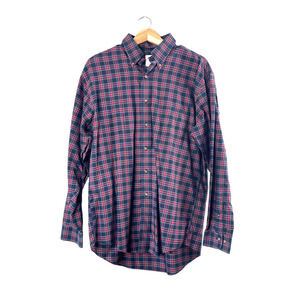 Men's Black and Red Long Sleeve Button Shirt M